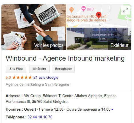 fiche entreprise Google My Business