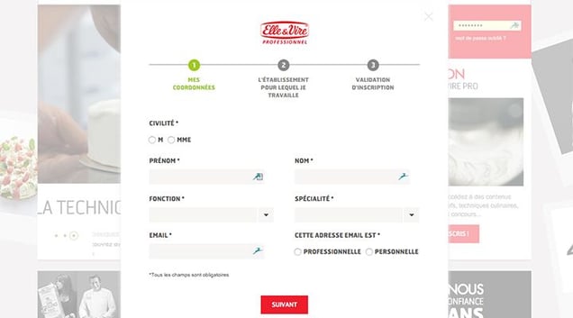 Formulaire d'inscription à l'espace Mon Elle & Vire Pro